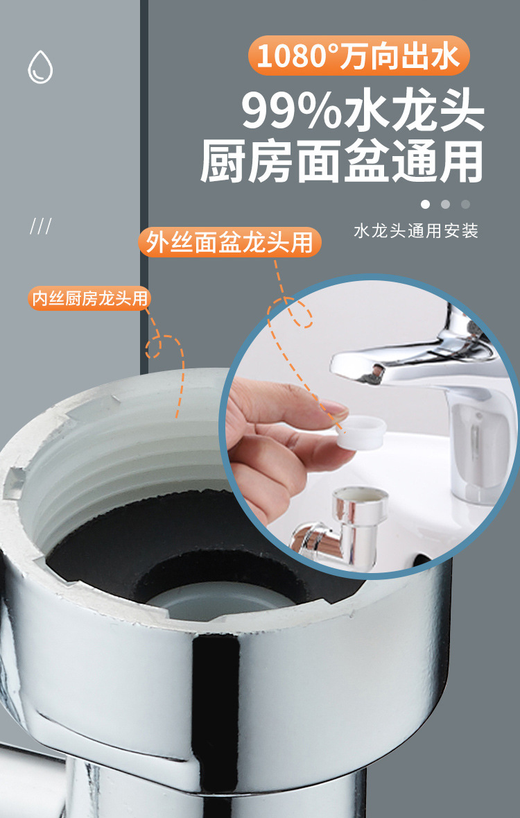 Faucet mechanical arm, spout, universal splash-proof head, 1080-degree rotating splash-proof washbasin, rotating extender, bubble maker undefined