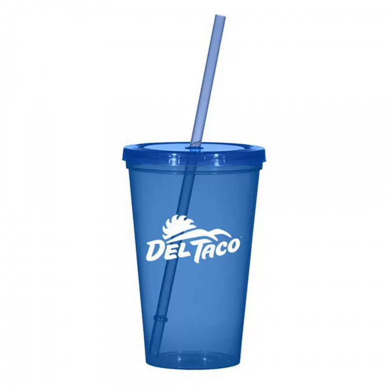 450ml吸管杯双层塑料冰杯 夏日冷冻杯 可爱学生杯