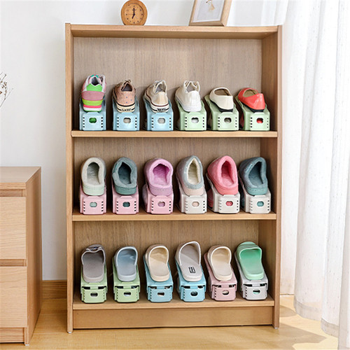 Adjustable double-layer shoe rack household plastic dustproof storage shoe rack shoe storage rack shoe bracket manufacturer