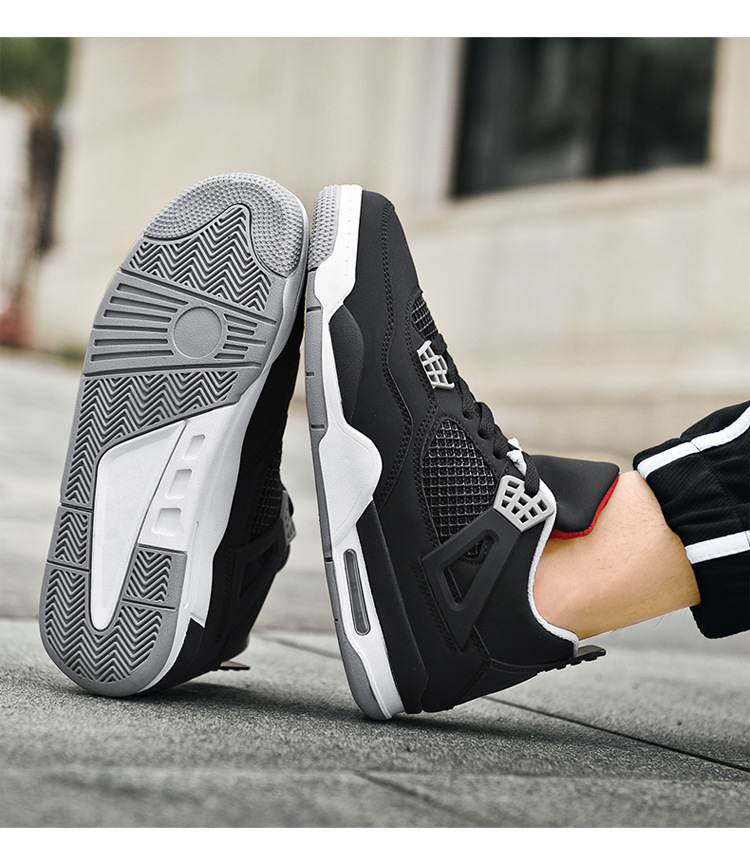 Giày thể thao nam AJ4 phong cách đường phố, sneaker unisex dễ phối đồ — AJ4 đen xám chi tiết 21