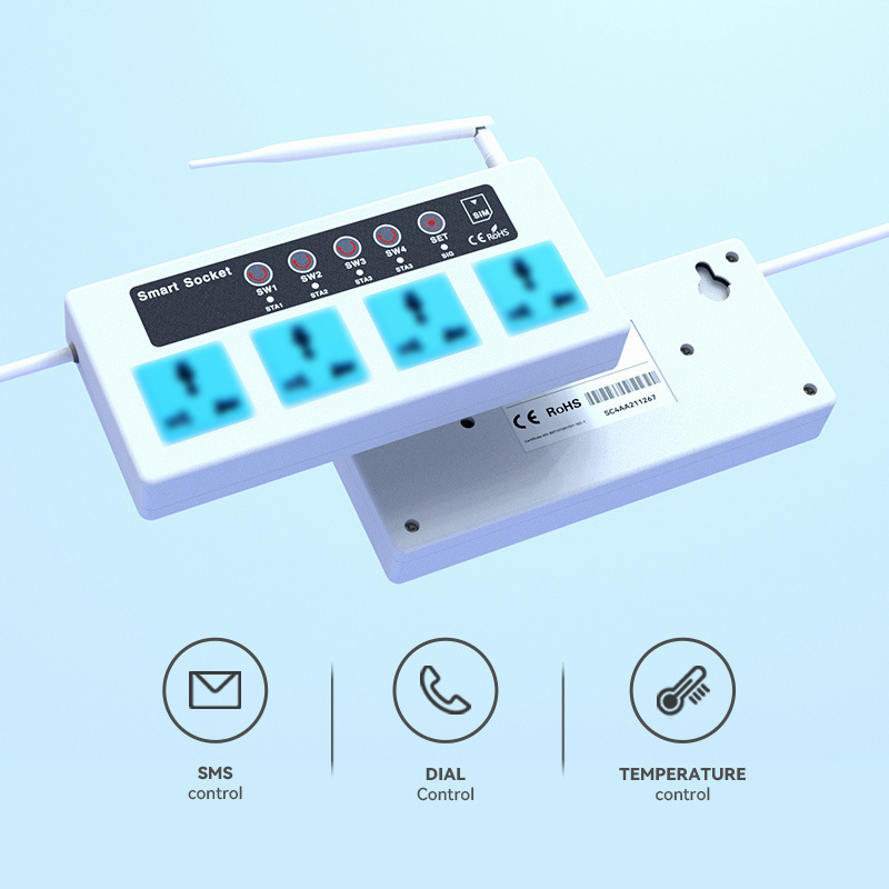 Foreign trade four-way GSM plug-in 16A SMS phone voice control temperature detection plug-in WIFI-free