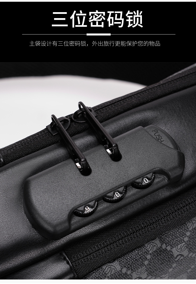 Men's chest bag, crossbody bag, anti-theft password lock, single-shoulder backpack, best-selling water-resistant storage bag, outdoor chest bag undefined
