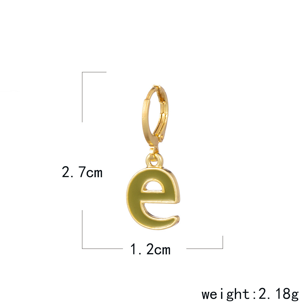 cartoon small letter earrings personality drop oil color 26 letter ear clippicture54