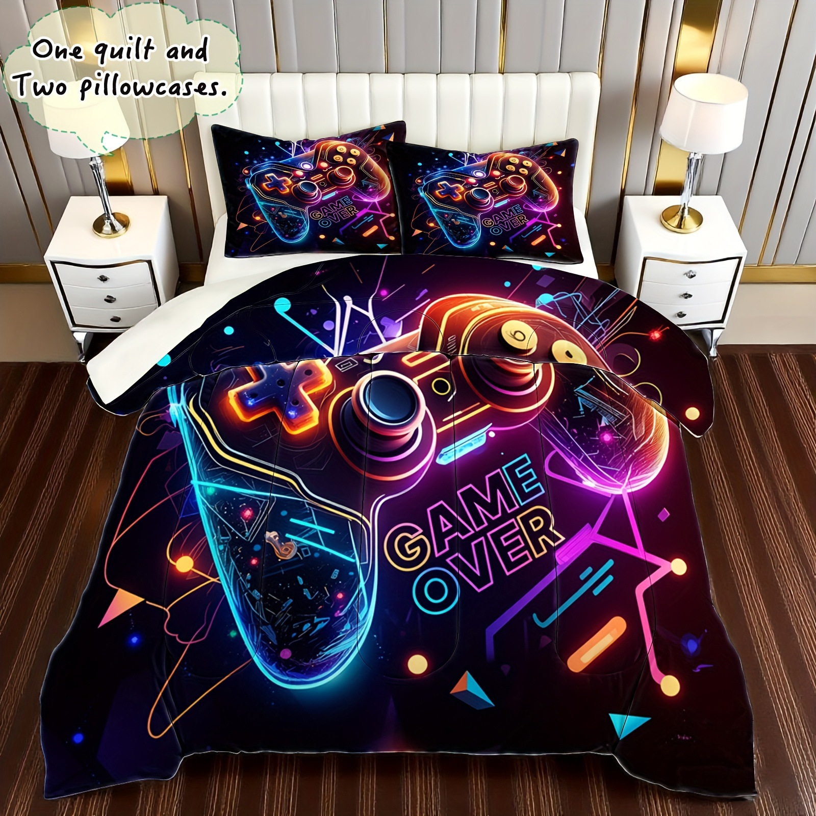 Textil doméstico transfronterizo molienda digital impresión quilt kit mango de juego fuente de fábrica graffiti llevar TEMU / JIT