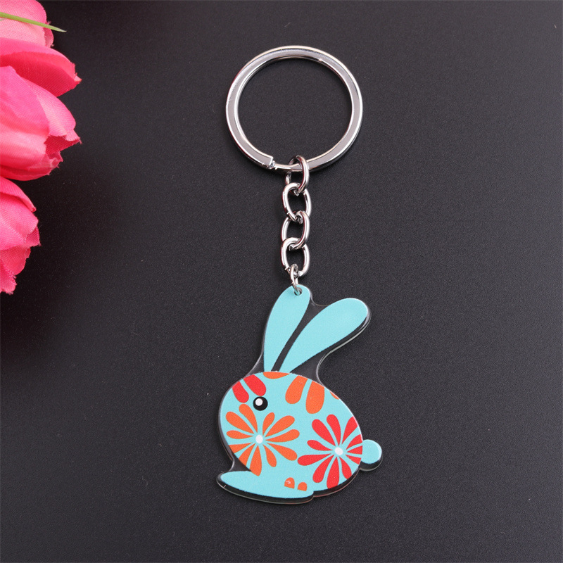 Simple Style Rabbit Animal Stainless Steel Arylic Printing Easter Keychain display picture 11