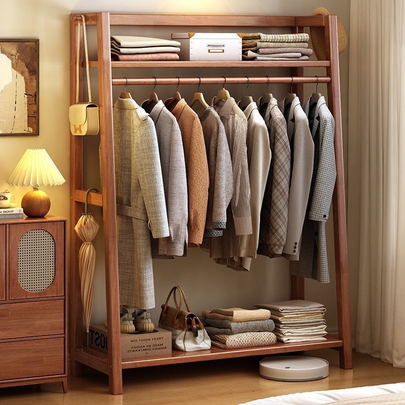 Solid Wood Coat Rack Floor-Standing Bedroom Clothes Rack Household Simple Clothes Rack Room Clothes Rack Storage Rack