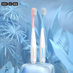 Antibacterial children's toothbrush 2 pack 2-10 years old cartoon cute rabbit silicone brush handle tooth guard soft bristled toothbrush wholesale