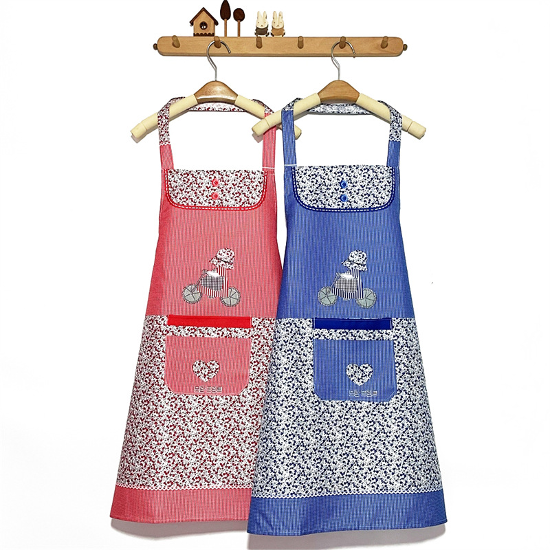 厂家直销涤纶印花工作围裙家用厨房防油污围腰韩版做饭家居女围裙