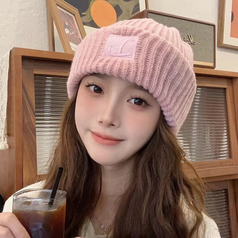 クマのニット帽、かわいいウールのぬいぐるみ、女性の秋冬の万能韓国版、暖かいぬいぐるみ、大きな頭囲、小さな顔|undefined