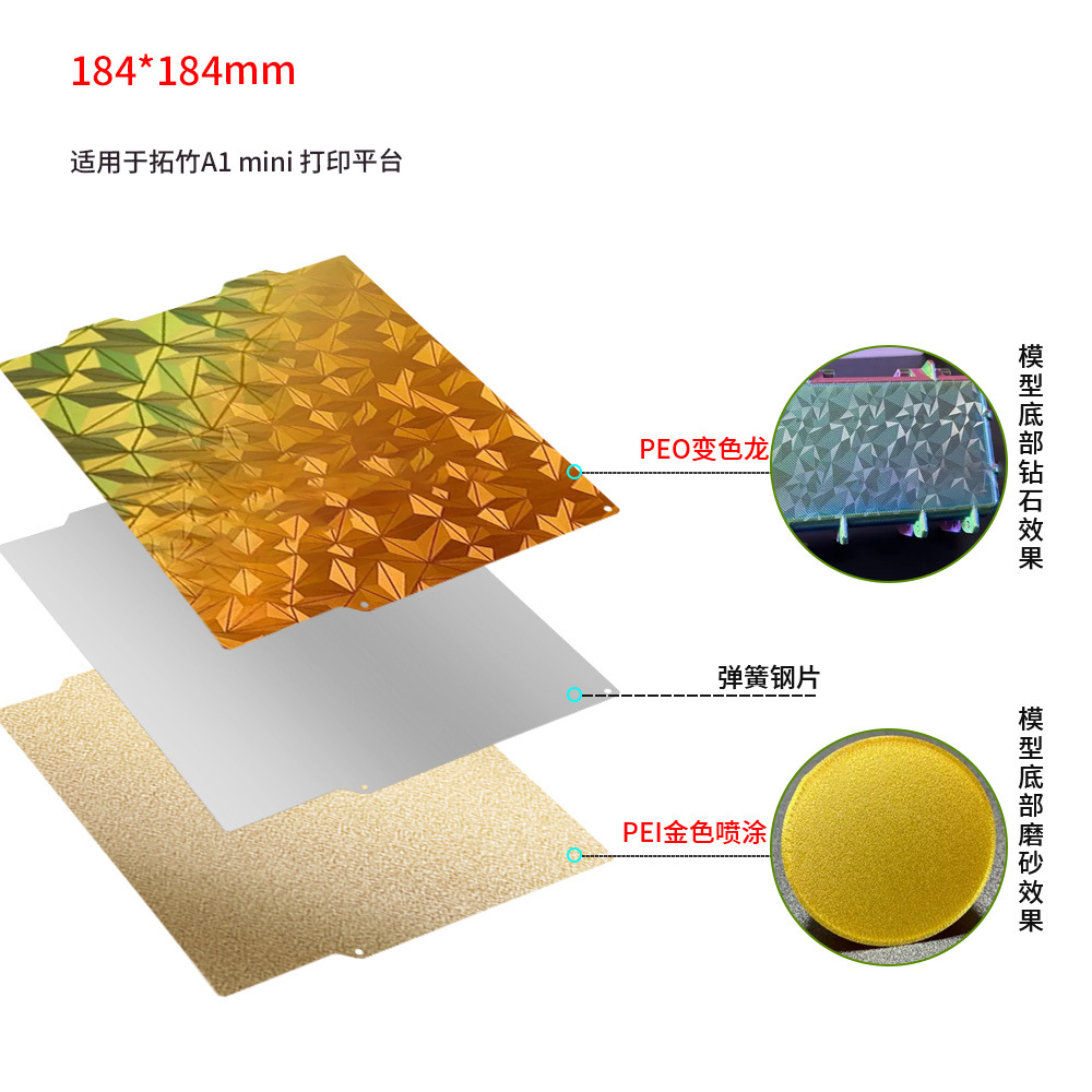 Tuo bambú A1 mini pulverización de doble cara PEI resorte magnético placa de acero PET/PEO/PEY película plataforma de cama caliente