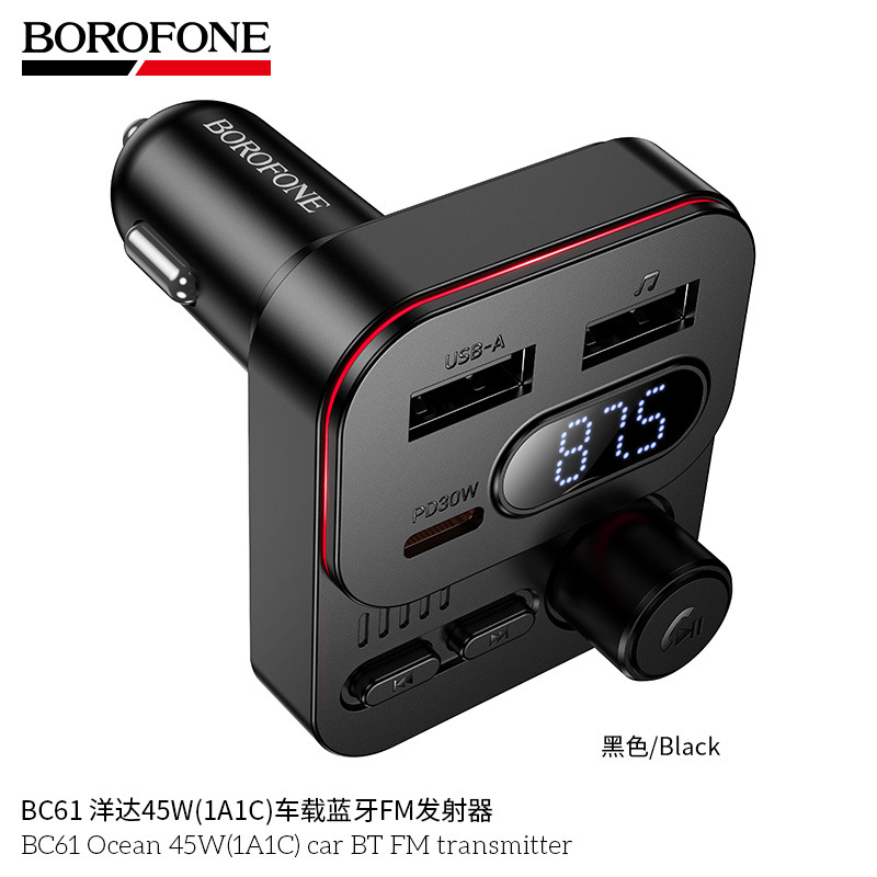 BOROFONE BC61 Car Bluetooth FM Transmitter 46W Fast Charging Dual Port MP3 Player Wireless Receiver