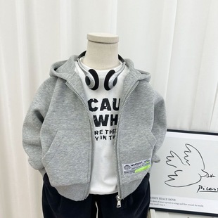 Boys' Outwears 2025 Spring & Fall Kidsren's Loose and Stylish Hooded Sweatshirts for Small and Medium-Sized Kidsren Casual Zipper Cardigan Tops
