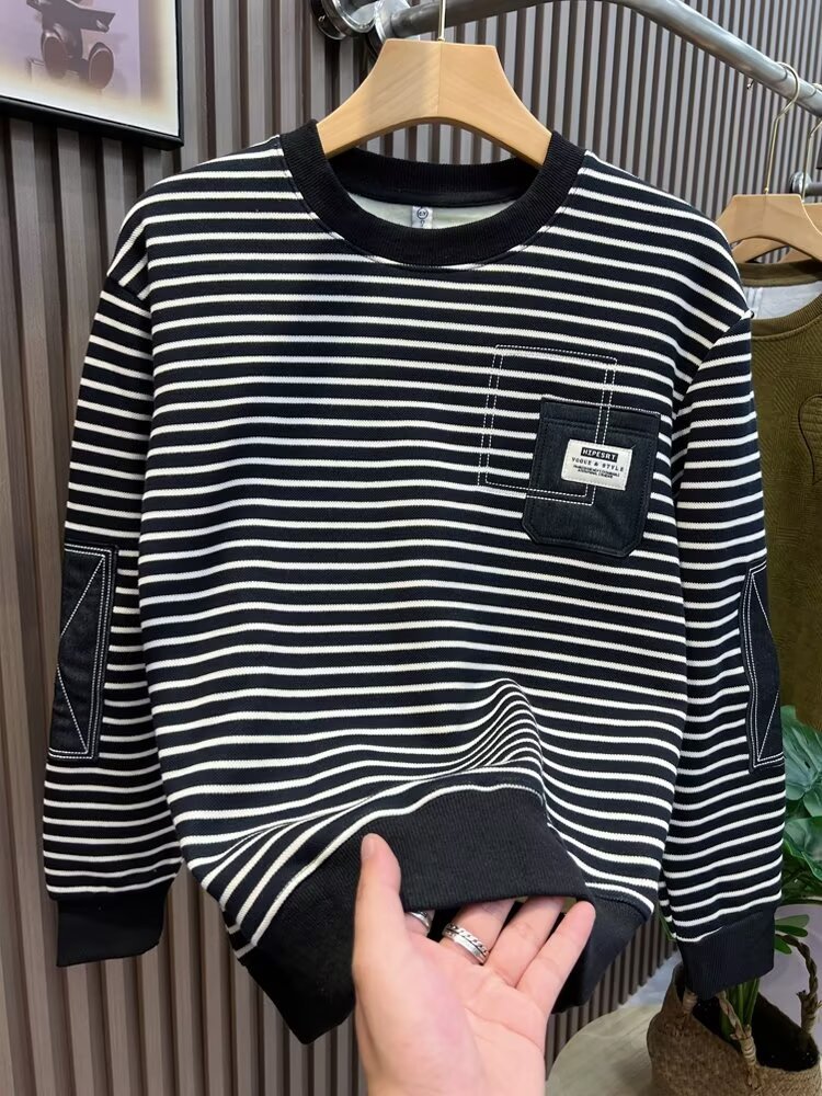 Sweat à capuche rayé pour homme style décontracté automne hiver_voghion.com