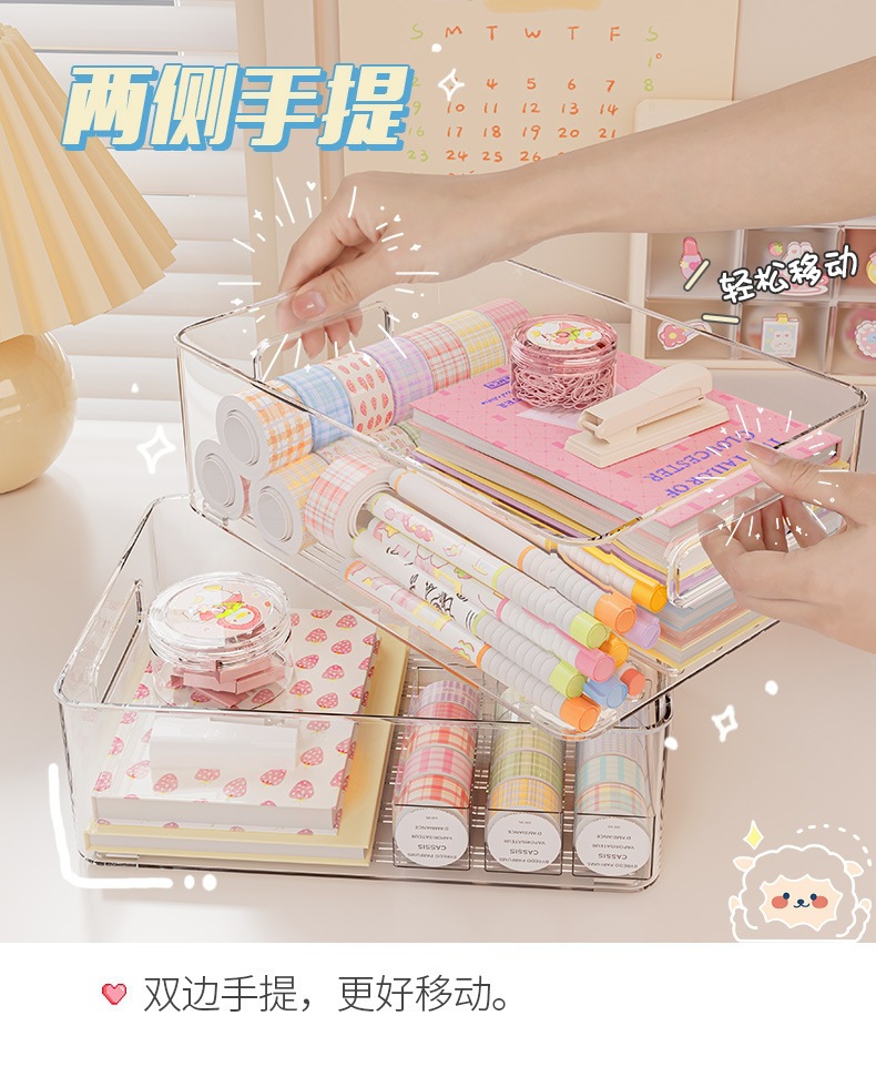 Cabinet Storage Basket Desktop Snack Miscellaneous Organizer Storage Box Plastic Rectangular Transparent Acrylic Storage Container