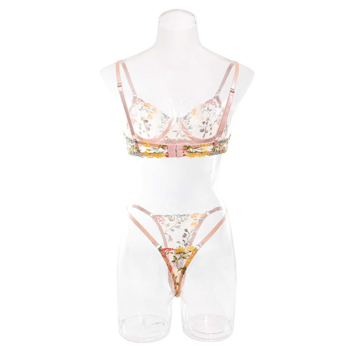 Femmes Sexy Fleur Ensembles De Lingerie Sexy Fête Broderie Soutien-gorge À Armatures Taille Basse Lanière Lingerie Sexy display picture 13