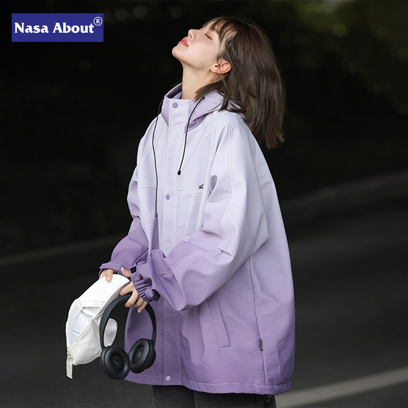 Nasa American Gradient Tops Women's 2025 Autumn New Fashion Age-Reducing Tops Top Large Size Women's Clothing