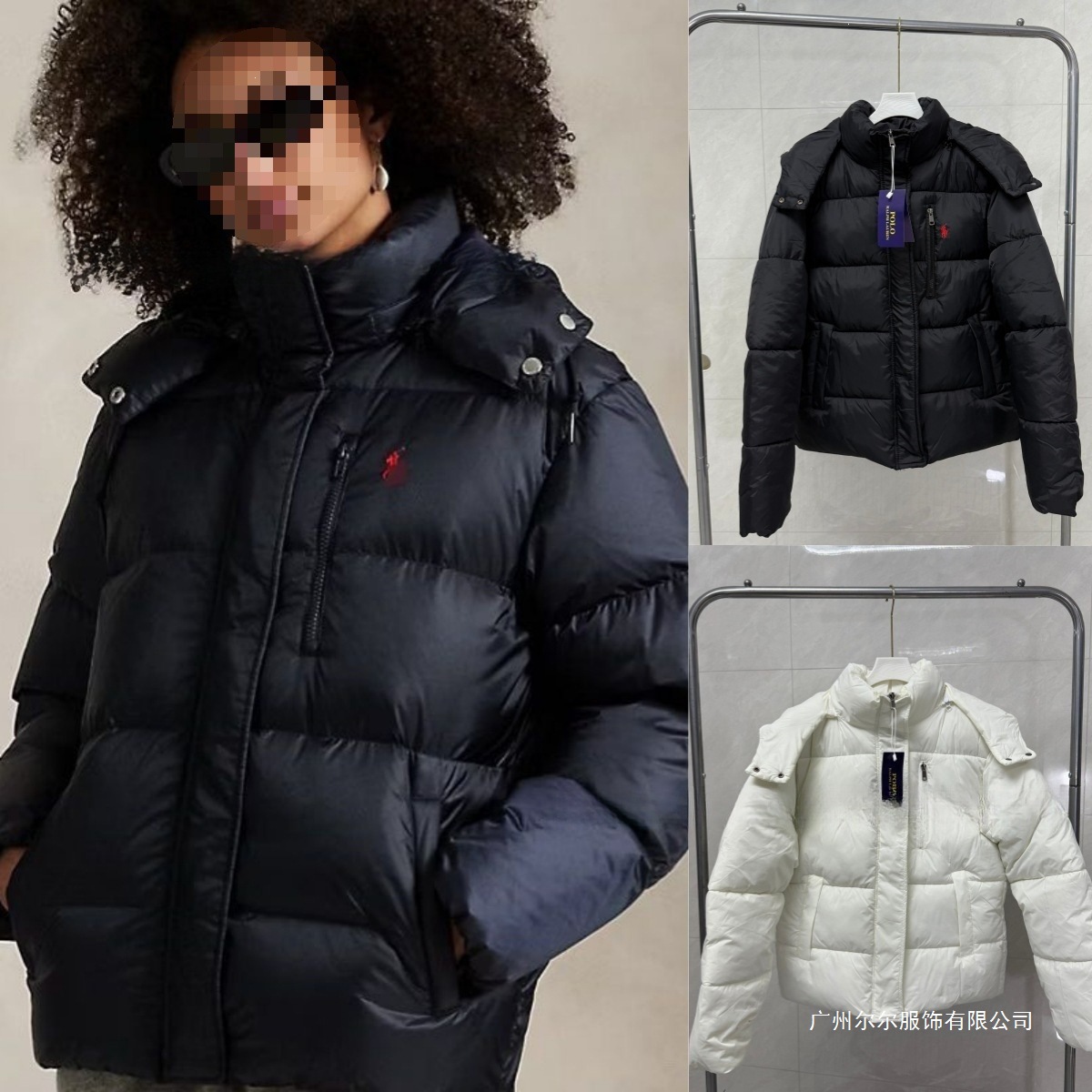 Cross-Border Dropshipping Ralph Lauren Detachable Hood Thickened down Cotton Jacket Windproof Waterproof Couple Style Trendy Brand Cotton Jacket 8556