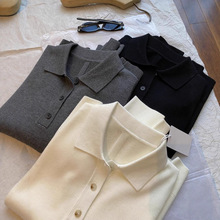 爆爱！！百看不厌~R*W法式品质气质polo领长袖针织衫女秋G082909