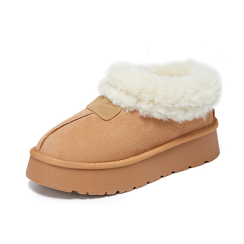 Huili nuevo invierno botas de nieve de peluche de tubo corto, cómodas zapatos de algodón con base de muffin, zapatos casuales de moda de suela gruesa para mujeres
