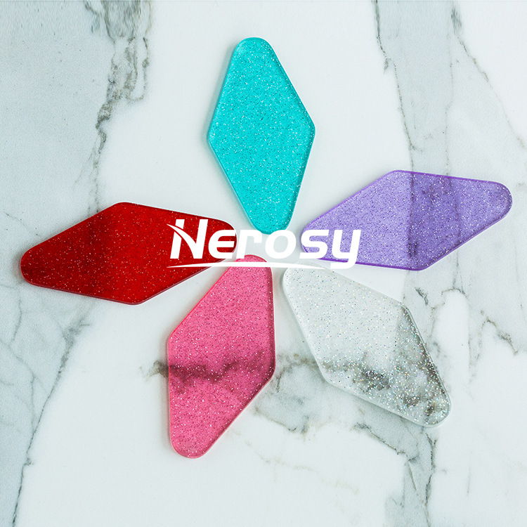 果冻色亚克力炫彩板 金粉银粉亚克力板七彩镭射钥匙扣2.5mm批发