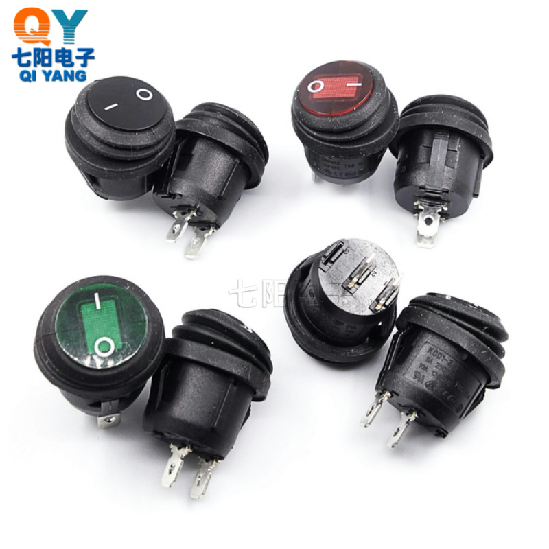 KCD1全圆形黑色连体防水开关 船型开关 2档2脚无灯防水翘板开关