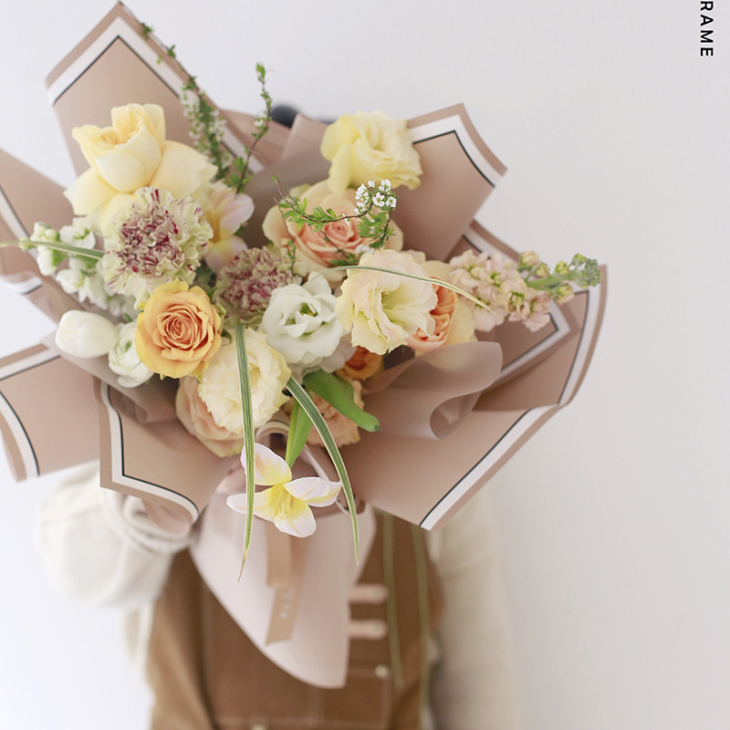 韩式新品鲜花包装纸记忆相框包装纸边框包装纸花束礼品包装纸批发