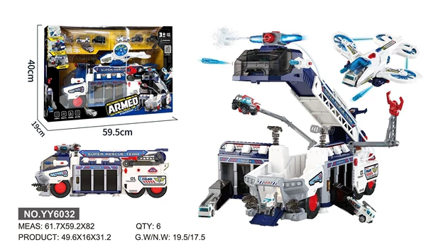 [Popular Products] 6032 Racing Rescue Vehicle-Blue Police Vehicle