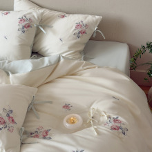 秋冬保暖100s全棉磨毛少女心公主风纯棉四件套玫瑰花纯棉床上用品
