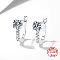 Серьги из серебра 925 пробы с моассанитом, классический элегантный дизайн U-образной формы, качество Seiko, 1 карат, цвет D.