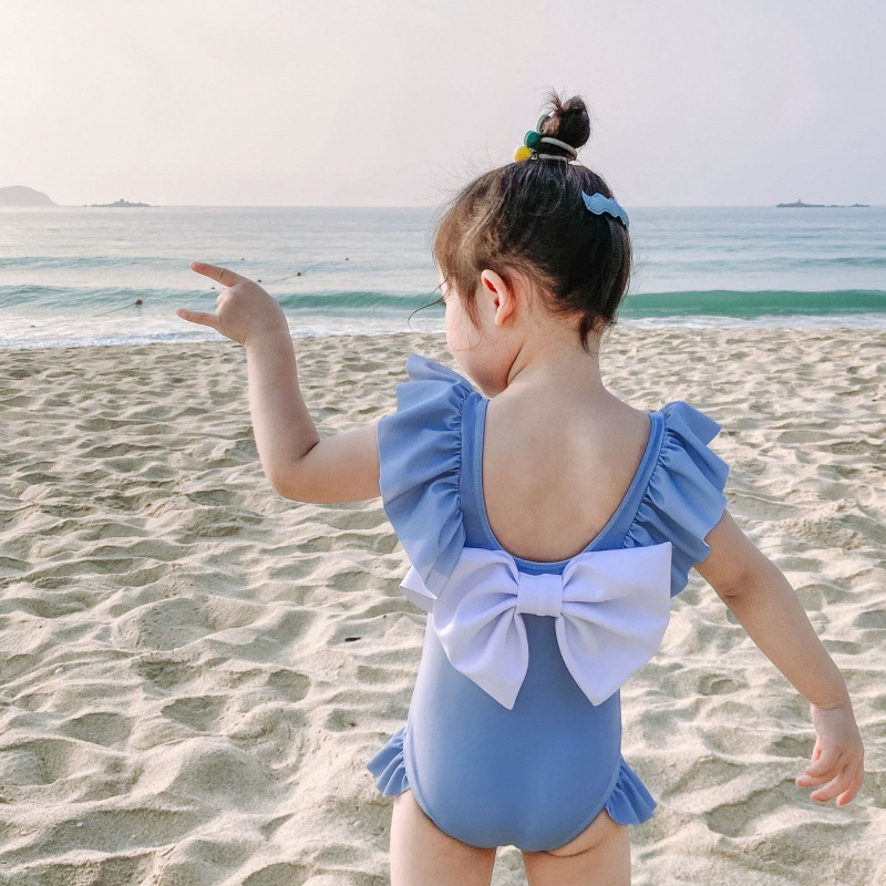 Children's Swimsuit Cartoon Kids Girls' Swimsuit Backless Big Bow Bikini Girls' Swimwear