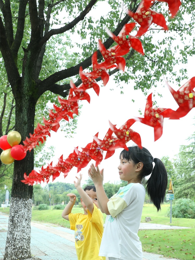 PK7J wholesale courtyard decoration wedding rural roadside decoration windmill courtyard colorful flags wedding celebration signage props flower garlands