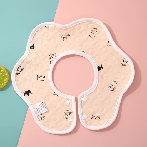 Wholesale waterproof baby bibs with flower petals, cotton cartoon baby bibs, soft and skin-friendly saliva towels.