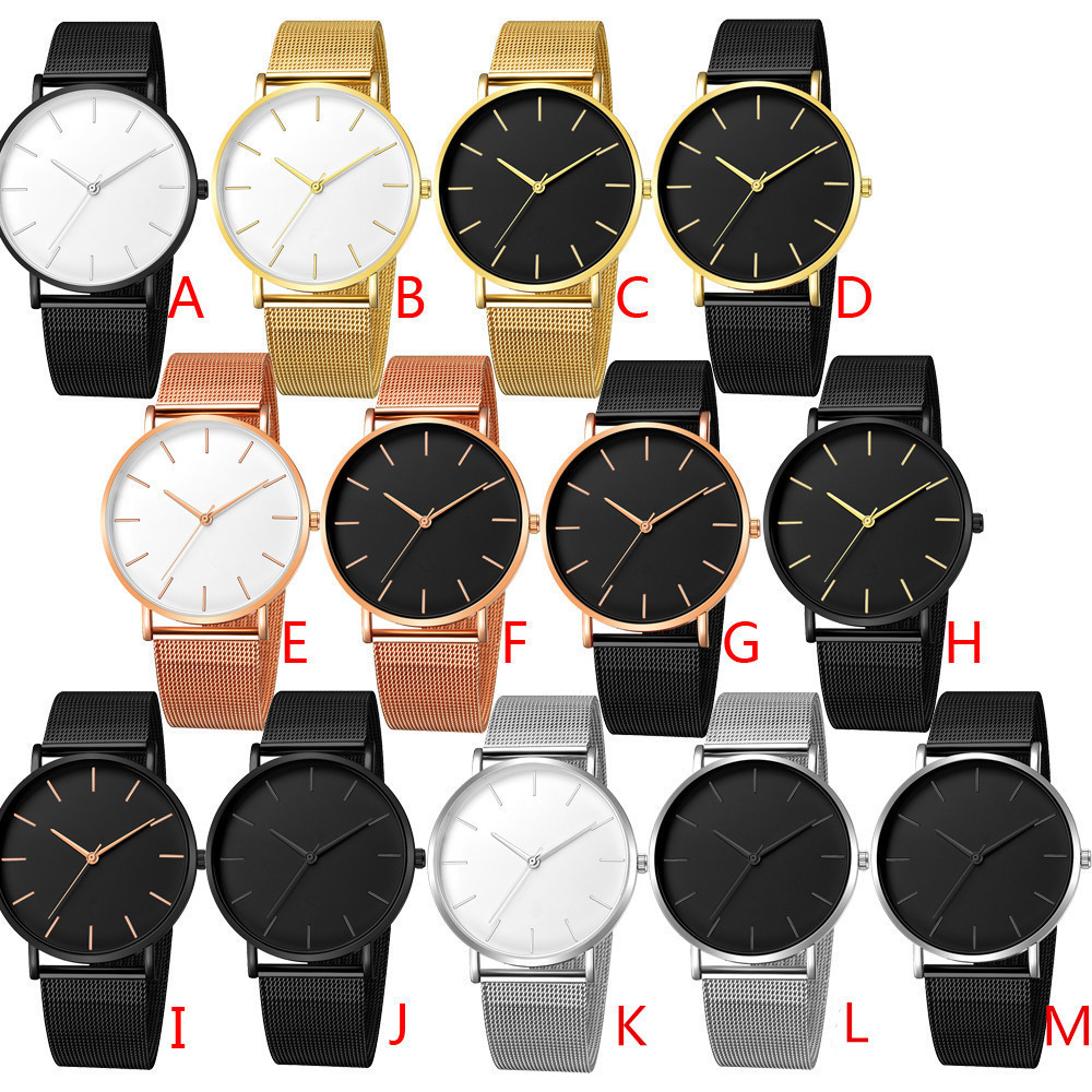 Enkel quartz klocka för män med mesh armband stilren design_voghion.com