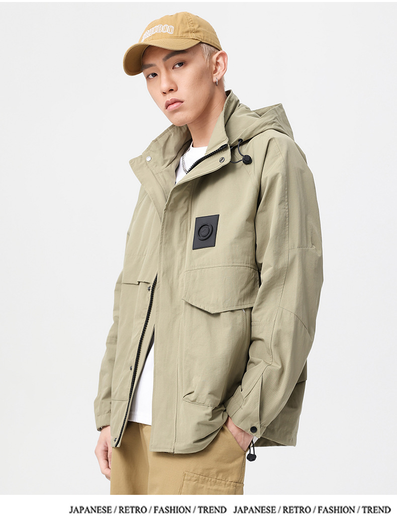 Giacca con cappuccio da uomo stile americano autunno primavera_voghion.com