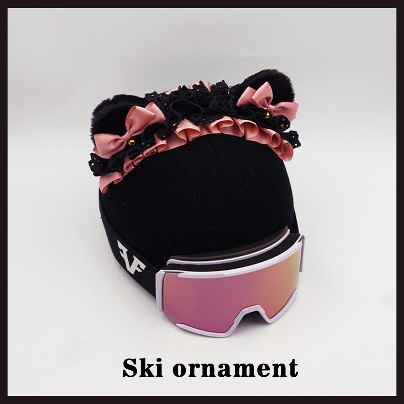 Universal Lace Bear Headband Ski Helmet Cover Accessory (Auto Parts and Accessories) - dusty-rose-lace-bear-headband-helmet-cover-only