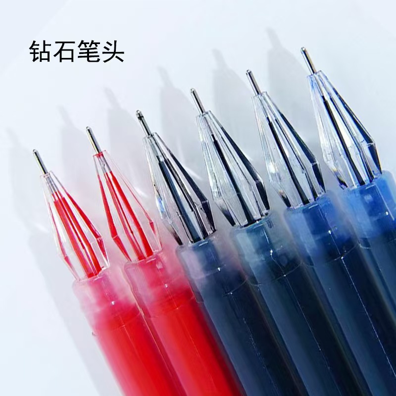 大容量钻石头巨能写中性笔 0.5mm黑红蓝全针管三色学生文具办公用