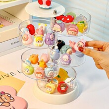 萌粒收纳盒展示收纳亚克力泡泡玛特盲盒展示架透明多层旋转桌面