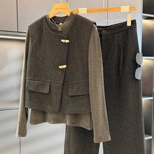 时尚气质妈妈装马甲三件套女秋装新款减龄洋气休闲中老年套装