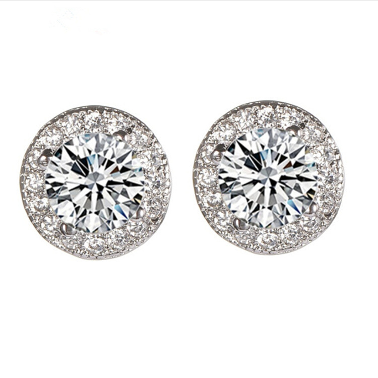 Ine style high end round diamond earrings trendy men's hip hop personality simple fashion full diamond geometric men's earrings_voghion.com