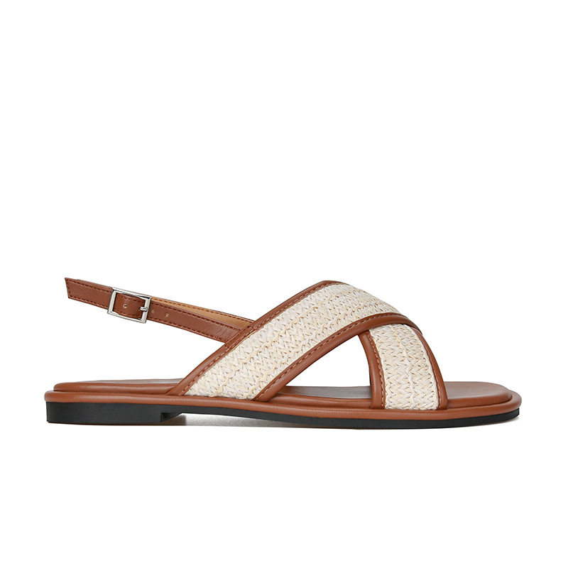 Dép sandal nữ quai chéo mũi tròn hở ngón đế dày phối màu, đế cao 3 cm — Màu Mơ (Dép lê), Màu Mơ (dép), Màu nâu (dép), Màu đen (dép)