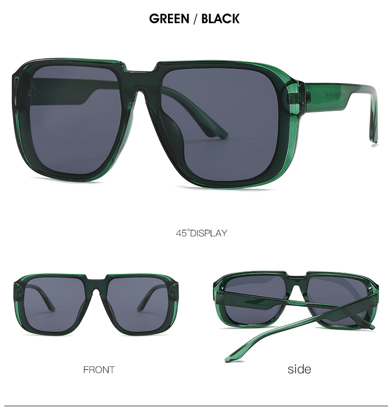 55g Weight Full Frame Glasses Structure Sunglasses Classification PC, UV400 Protection Lens Material Square Glasses Style Daily Occasion Solid Color Pattern Women'S Gender Patchwork Design Fashion Style Black Color Fashion Solid Color PC UV400 Protection Square Patchwork Full Frame Men's Sunglasses 7