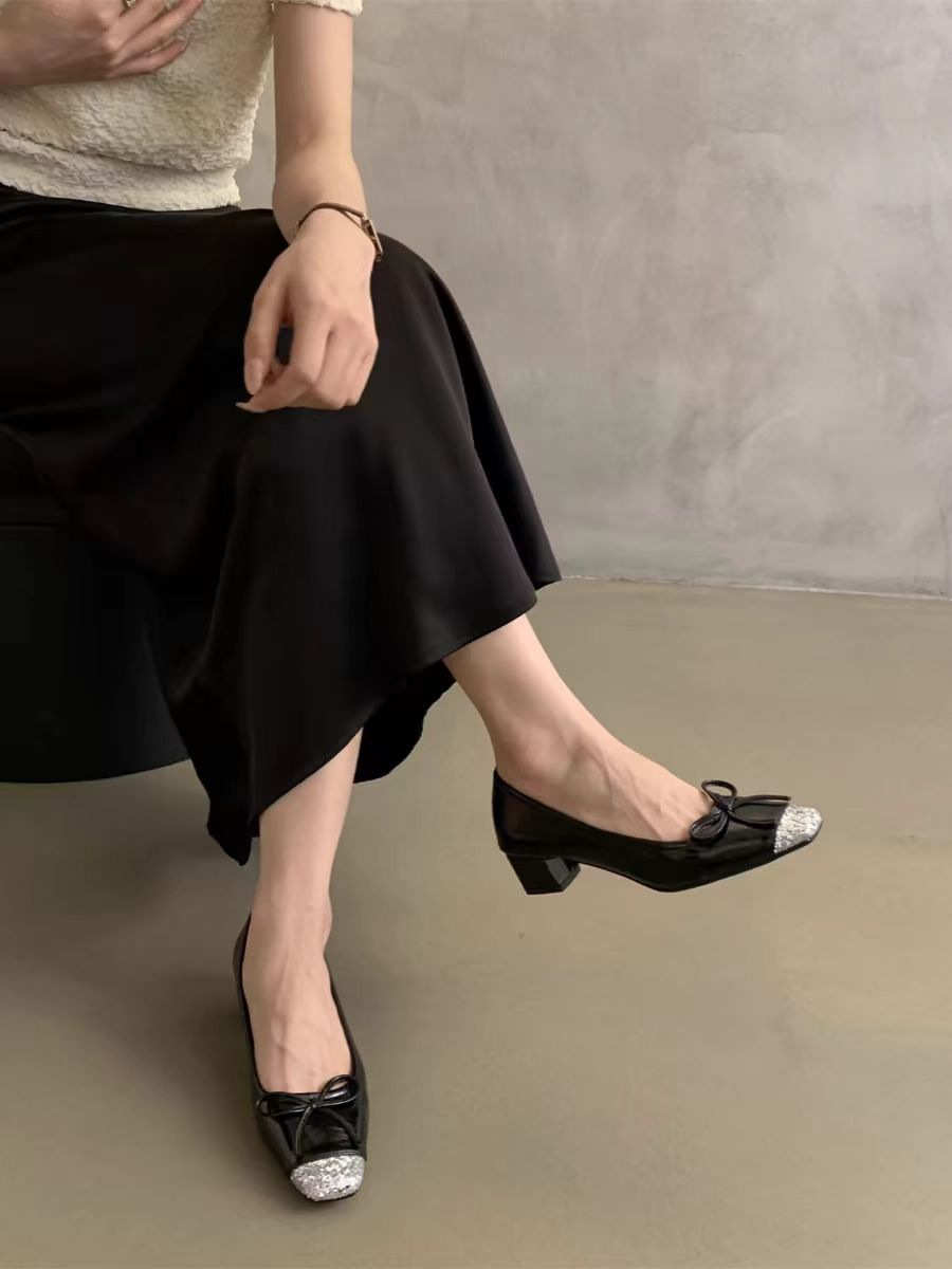 High-End Square-Toe Shallow Mouth Single Shoes For Women, Spring And Autumn New Korean Style French Elegant Evening_vogvips.com