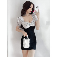 女装技师夏低胸spa连衣裙女夜裙夜工作服桑拿总店紧身店包臀性感