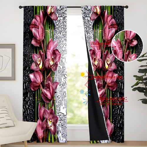 2024 New Product Full Blackout Film 3D Digital Printing Personalized Curtains Overseas Warehouse Dropshipping Cross-border Curtains