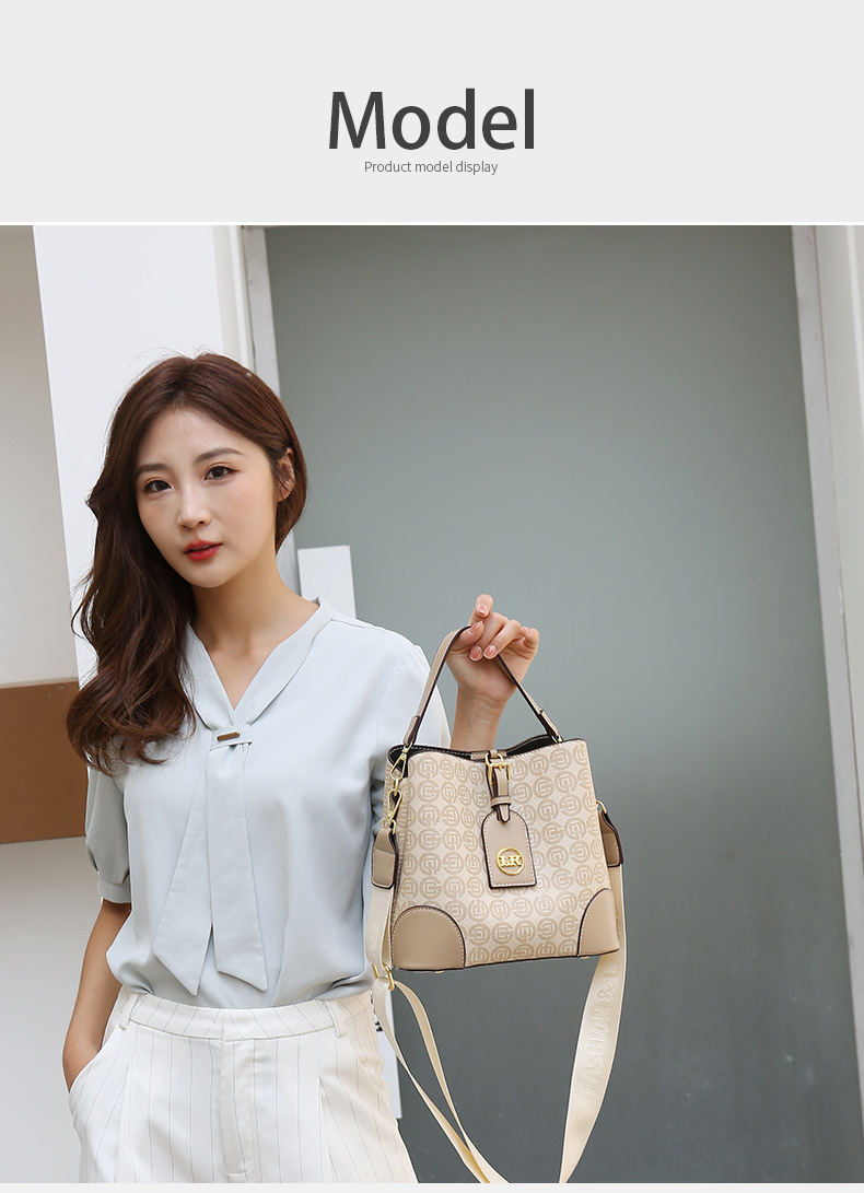 2023 Autumn New Live Broadcast Good Style Printed Large Capacity Bucket Bag Women's PU Contrast Color Wide Shoulder Strap Crossbody Bag_voghion.com