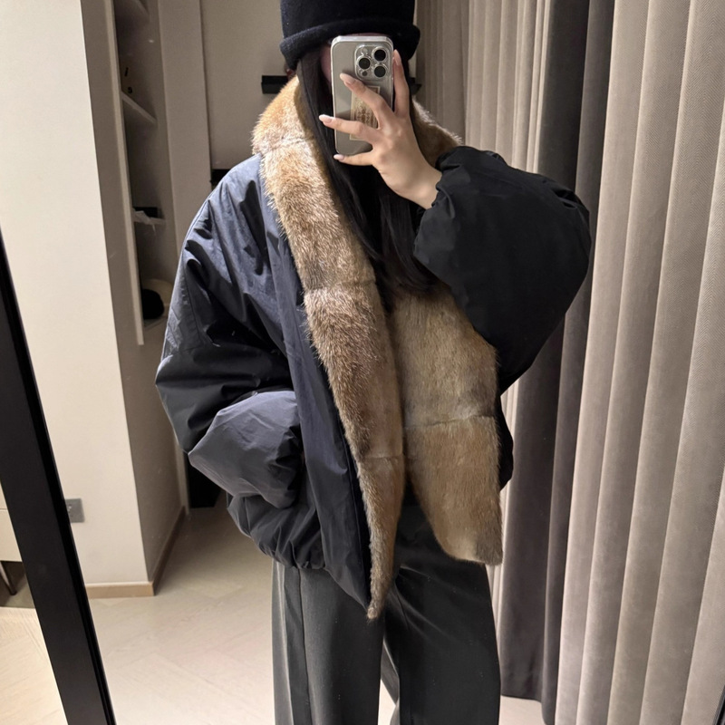 Manufacturer Wholesale Hungarian Goose down Detachable Green Root Mink/Coyote Fur Collar down Jacket | Snow Mountain Parka