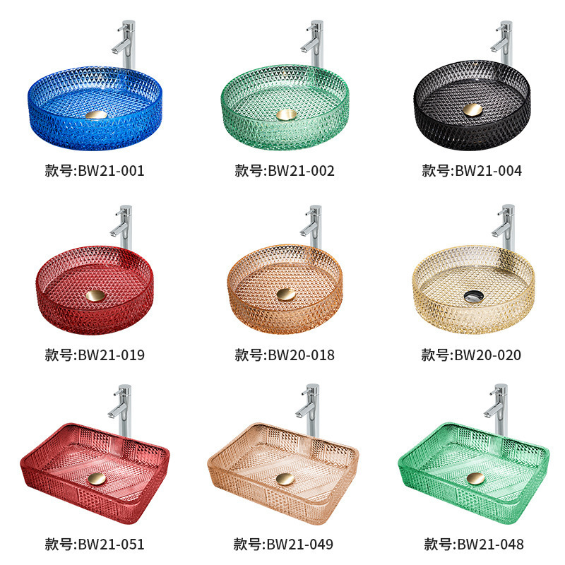 Boweiya Bathroom Installation Bathroom Die-Cast Orange Glass Washbasin Combination Bathroom Washroom Countertop Basin Boweiya Bathroom Installation Bathroom Die-Cast Orange Glass Washbasin Combination Bathroom Washroom Countertop Basin