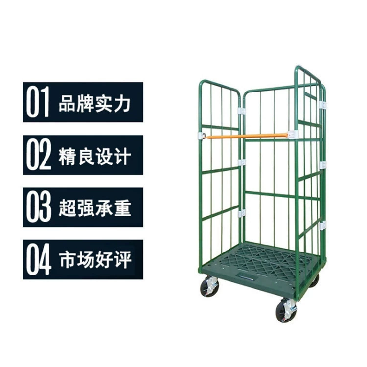 Складной поворот тележки для перевозки клетки сетки логистическая тележка складская клетка логистическая тележка