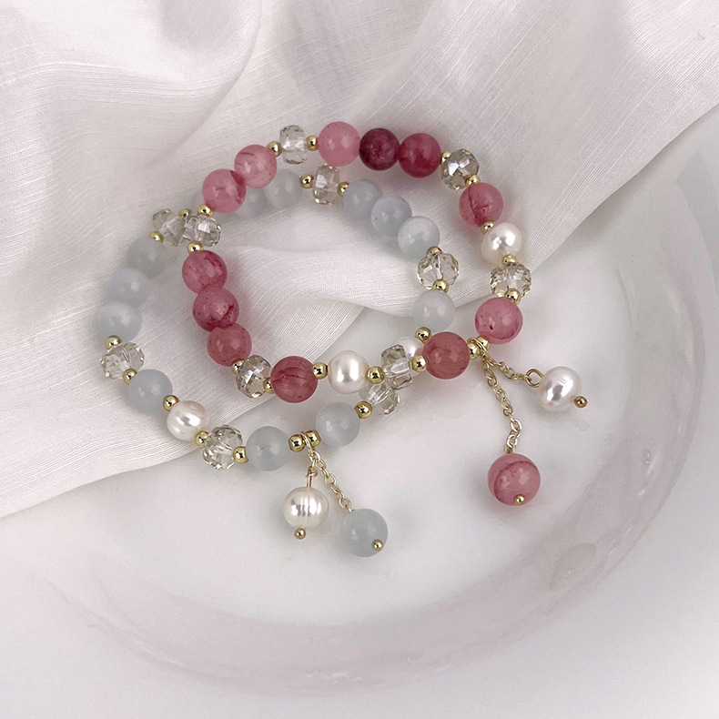 Sweet Geometric Artificial Crystal Pearl Bracelets display picture 1