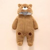 Demi-season children's bodysuit for early age, keep warm clothing to go out, hat, increased thickness, children's clothing